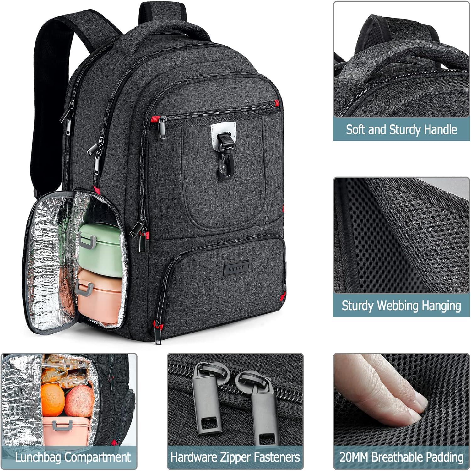 imageLunch Backpack Insulated Cooler Lunch Bag Backpack Large Travel 173 Laptop Back Pack Sturdy Computer College School Bookbag for Women Men for Men Women Work Hiking PicnicBlack