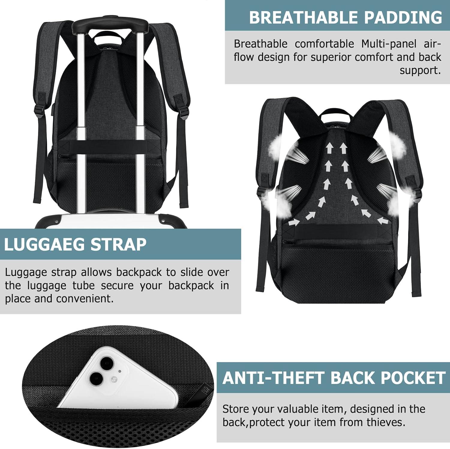 imageLunch Backpack Insulated Cooler Lunch Bag Backpack Large Travel 173 Laptop Back Pack Sturdy Computer College School Bookbag for Women Men for Men Women Work Hiking PicnicBlack