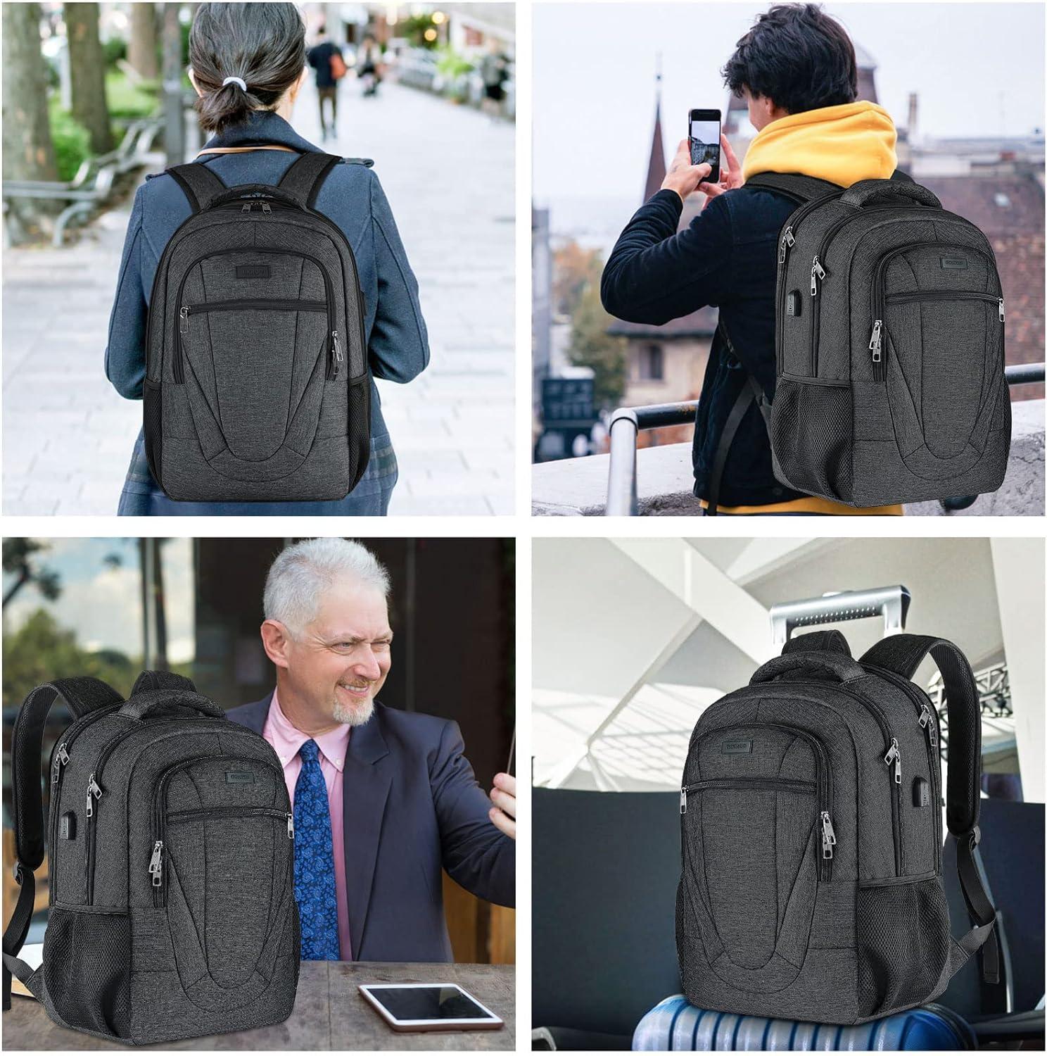 imageTravel Laptop Backpack 17 Inch Extra Large School Backpacks for Teen Boys and Girls Black Water Resistant Women Back Pack Business Men Sturdy Computer Bag with USB Charging Port GiftsBlack