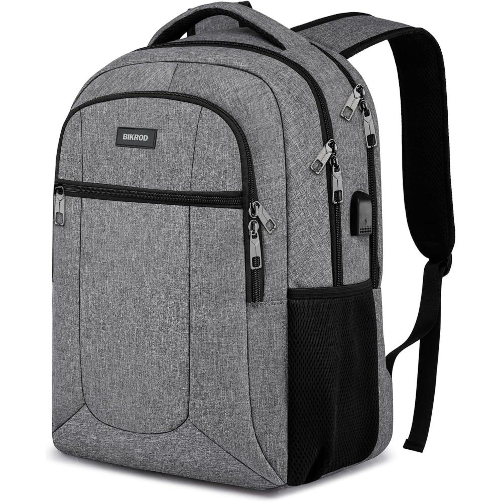 imageBIKROD Backpack for Girls Women School Backpack for Teen Boys Lightweight Casual High School Bookbag Dailyuse Travel Laptop Backpack with USB Charging Port Fits 156 Inch NotebookGrey
