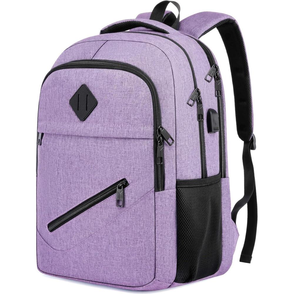 imageBackpack for Men and Women School Backpacks for Teen Boys Girls Water Resistant Sturdy Anti Theft Travel Laptop Backpack Black Student Bookbag Fits 156 Inch Laptop with USB Charging Port GiftsPurple