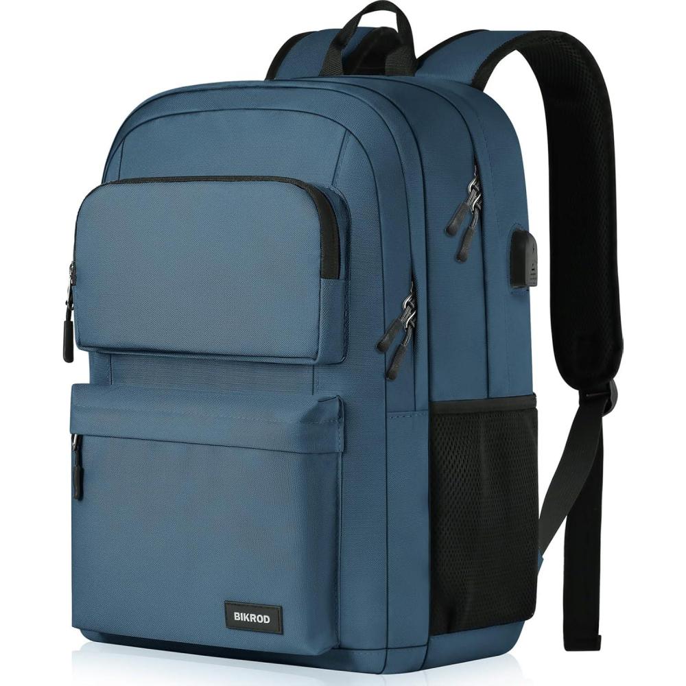 imageBackpack for School Teen Boys and Girls School Backpack for Men and Women Large Kids Bookbag with USB Charging Port Fit 156 Inch LaptopNotebook BlackBlue
