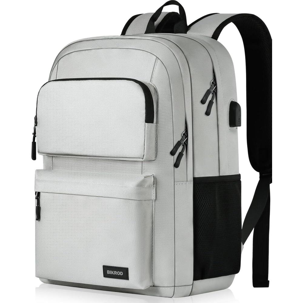 imageBackpack for School Teen Boys and Girls School Backpack for Men and Women Large Kids Bookbag with USB Charging Port Fit 156 Inch LaptopNotebook BlackGrey