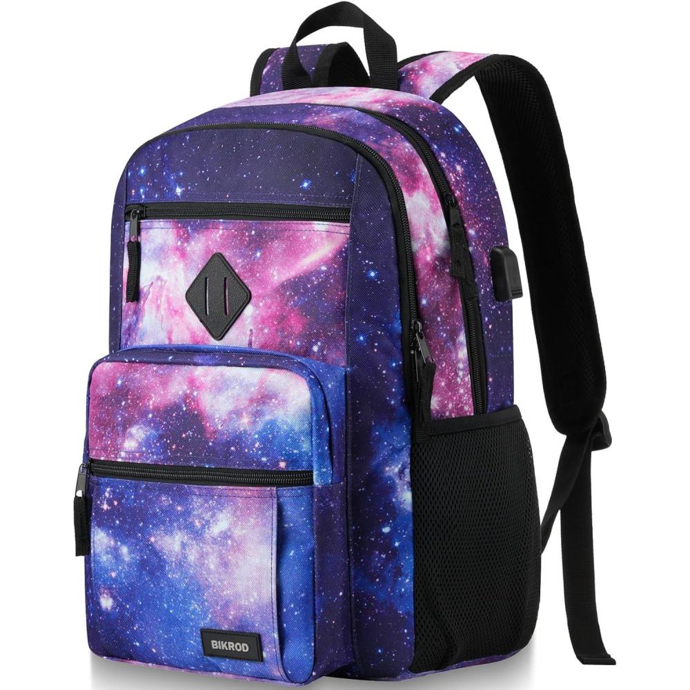 imageBlack Backpack for Men and Women Backpack for School Teens Boys and Girls Lightweight Casual High School Bookbag Dailyuse Travel Laptop Backpack with USB Charging Port Fits 156 Inch NotebookStarrysky