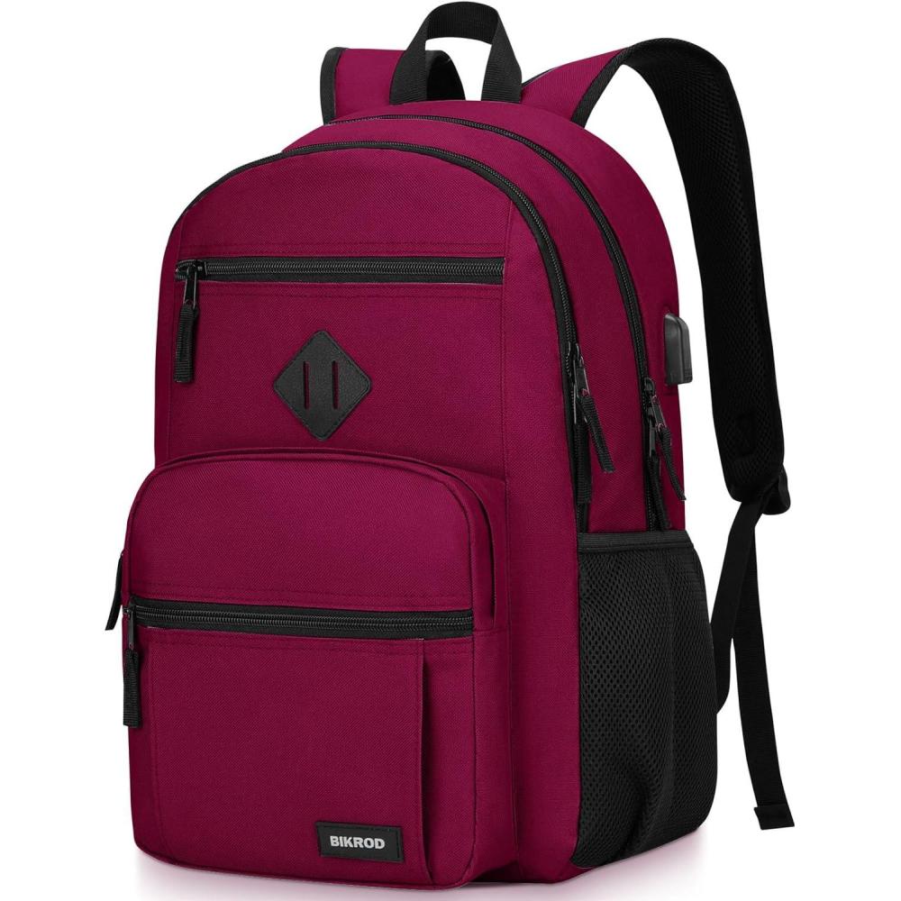 imageBlack Backpack for Men and Women Backpack for School Teens Boys and Girls Lightweight Casual High School Bookbag Dailyuse Travel Laptop Backpack with USB Charging Port Fits 156 Inch NotebookRed