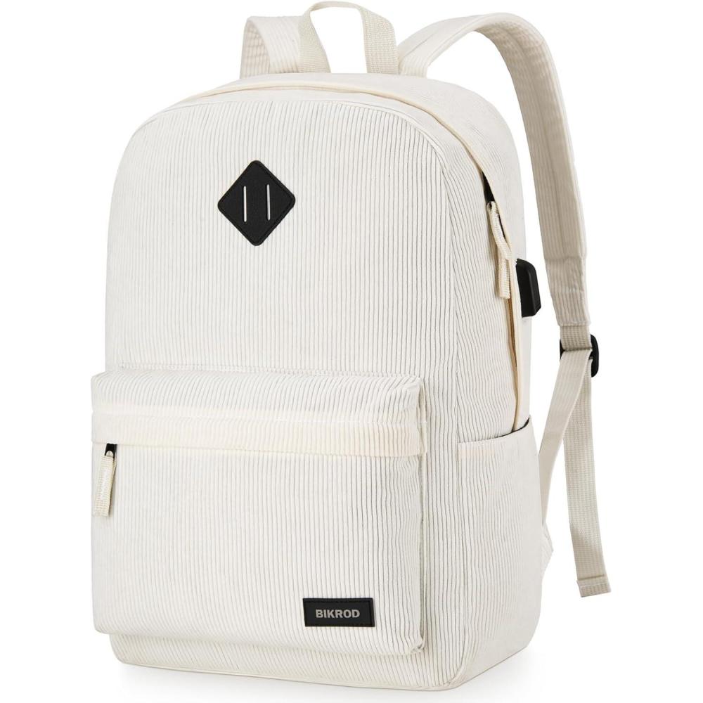 imageBlack Backpack for School Teens Boys and Girls Lightweight Casual Soft Corduroy Back Pack for Men and Women Large Cute Kids Bookbag Dailyuse Backpack for Teens College Students AdultsBeige