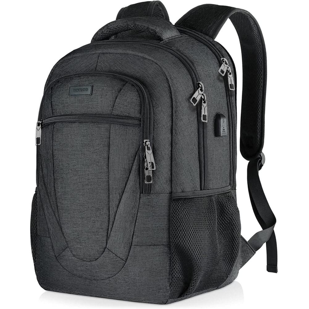 imageTravel Laptop Backpack 17 Inch Extra Large School Backpacks for Teen Boys and Girls Black Water Resistant Women Back Pack Business Men Sturdy Computer Bag with USB Charging Port GiftsBlack