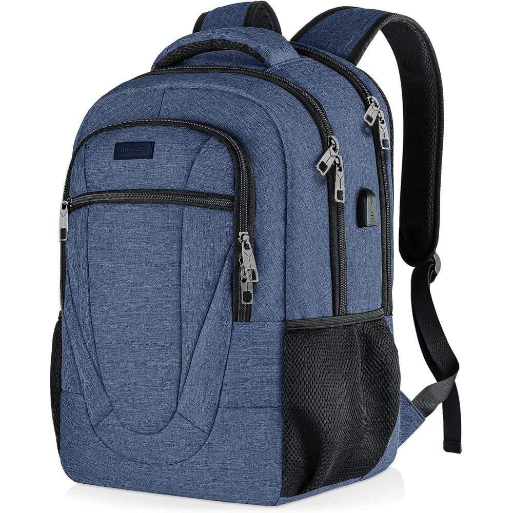 imageTravel Laptop Backpack 17 Inch Extra Large School Backpacks for Teen Boys and Girls Black Water Resistant Women Back Pack Business Men Sturdy Computer Bag with USB Charging Port GiftsBlue
