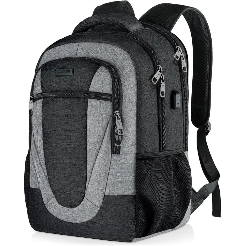 imageTravel Laptop Backpack 17 Inch Extra Large School Backpacks for Teen Boys and Girls Black Water Resistant Women Back Pack Business Men Sturdy Computer Bag with USB Charging Port GiftsBlackgrey
