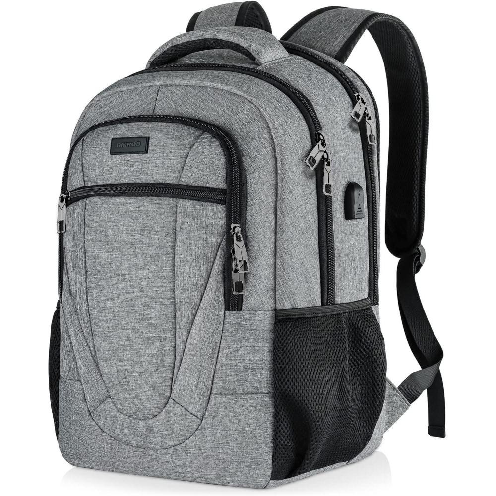 imageTravel Laptop Backpack 17 Inch Extra Large School Backpacks for Teen Boys and Girls Black Water Resistant Women Back Pack Business Men Sturdy Computer Bag with USB Charging Port GiftsGrey