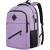 Backpack for Men and Women, School Backpacks for Teen Boys Girls, Water Resistant Sturdy Anti Theft Travel Laptop Backpack, Black Student Bookbag Fits 15.6 Inch Laptop with USB Charging Port, Gifts(Purple)