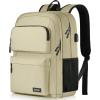 Backpack for School Teen Boys and Girls, School Backpack for Men and Women, Large Kids Bookbag with USB Charging Port Fit 15.6 Inch Laptop/Notebook, Black(Beige)