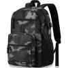 Black Backpack for Men and Women, Backpack for School Teens Boys and Girls, Lightweight Casual High School Bookbag, Daily-use Travel Laptop Backpack with USB Charging Port Fits 15.6 Inch Notebook(Camouflage)