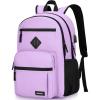 Black Backpack for Men and Women, Backpack for School Teens Boys and Girls, Lightweight Casual High School Bookbag, Daily-use Travel Laptop Backpack with USB Charging Port Fits 15.6 Inch Notebook(Purple)