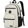 Black Backpack for Men and Women, Backpack for School Teens Boys and Girls, Lightweight Casual High School Bookbag, Daily-use Travel Laptop Backpack with USB Charging Port Fits 15.6 Inch Notebook(Beige)
