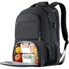 Lunch Backpack, Insulated Cooler Lunch Bag Backpack, Large School Backpacks for Teen Boys Water Resistant Back Pack Gift for Men Fit 17 Inch Laptop,(Black)