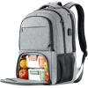 Lunch Backpack, Insulated Cooler Lunch Bag Backpack, Large School Backpacks for Teen Boys Water Resistant Back Pack Gift for Men Fit 17 Inch Laptop,(Grey)
