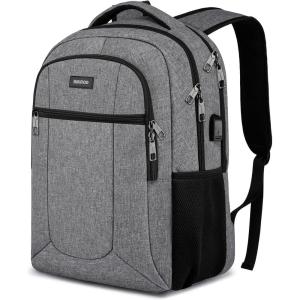 BIKROD Backpack for Girls Women, School Backpack for Teen Boys, Lightweight Casual High School Bookbag, Daily-use Travel Laptop Backpack with USB Charging Port Fits 15.6 Inch Notebook(Grey)