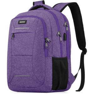 BIKROD Backpack for Men Women, School Backpacks for Teen Boys, Business Anti Theft Sturdy Travel Laptop Backpack with USB Charging Port, Water Resistant 15.6 Inch Computer Bag Gift, Purple(Purple)