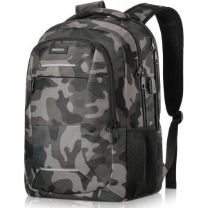 BIKROD Backpack for Men Women, School Backpacks for Teen Boys, Business Anti Theft Sturdy Travel Laptop Backpack with USB Charging Port, Water Resistant 15.6 Inch Computer Bag Gift, Purple(Camouflage)