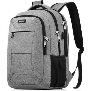 BIKROD Backpack for Men Women, School Backpacks for Teen Boys, Business Anti Theft Sturdy Travel Laptop Backpack with USB Charging Port, Water Resistant 15.6 Inch Computer Bag Gift, Purple(Grey)
