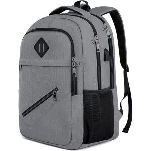 Backpack for Men and Women, School Backpacks for Teen Boys Girls, Water Resistant Sturdy Anti Theft Travel Laptop Backpack, Black Student Bookbag Fits 15.6 Inch Laptop with USB Charging Port, Gifts(Grey)