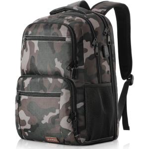 Backpack for Men and Women, School Backpacks for Teen Boys Water Resistant TSA Travel Backpack with USB Charging Port, Business Anti Theft Sturdy Computer Bag Gifts Fits 15.6 Inch Laptop,Black(Camouflage)