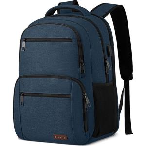 Backpack for Men and Women, School Backpacks for Teen Boys Water Resistant TSA Travel Backpack with USB Charging Port, Business Anti Theft Sturdy Computer Bag Gifts Fits 15.6 Inch Laptop,Black(Blue)