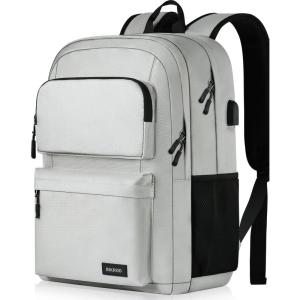 Backpack for School Teen Boys and Girls, School Backpack for Men and Women, Large Kids Bookbag with USB Charging Port Fit 15.6 Inch Laptop/Notebook, Black(Grey)