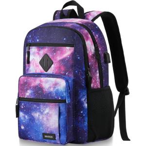 Black Backpack for Men and Women, Backpack for School Teens Boys and Girls, Lightweight Casual High School Bookbag, Daily-use Travel Laptop Backpack with USB Charging Port Fits 15.6 Inch Notebook(Starrysky)