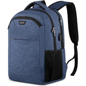 Laptop Backpack for Men and Women, School Backpack for Teen Boys and Girls, Water Resistant Business Lightweight Casual Black Travel Back Pack Gift Fit 17.3 Inch Laptop with USB Charging Port, Grey(Blue)