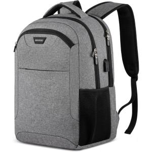 Laptop Backpack for Men and Women, School Backpack for Teen Boys and Girls, Water Resistant Business Lightweight Casual Black Travel Back Pack Gift Fit 17.3 Inch Laptop with USB Charging Port, Grey(Grey)