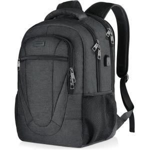 Travel Laptop Backpack, 17 Inch Extra Large School Backpacks for Teen Boys and Girls, Black Water Resistant Women Back Pack, Business Men Sturdy Computer Bag with USB Charging Port, Gifts(Black)