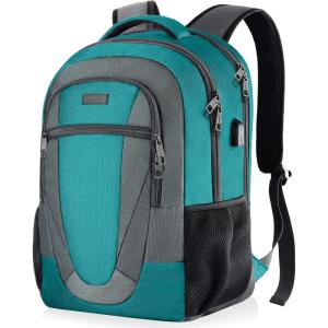 Travel Laptop Backpack, 17 Inch Extra Large School Backpacks for Teen Boys and Girls, Black Water Resistant Women Back Pack, Business Men Sturdy Computer Bag with USB Charging Port, Gifts(Greengrey)