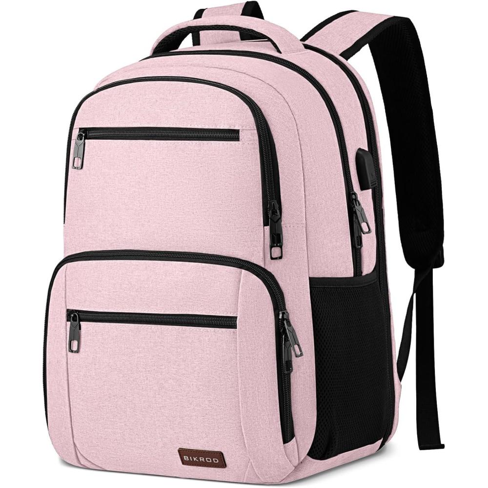 imageBackpack for Girls Women School Backpack for Teen Boys Lightweight Casual High School Bookbag Dailyuse Travel Laptop Backpack with USB Charging Port Fits 156 Inch NotebookPink