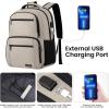 Backpack for Girls Women, School Backpack for Teen Boys, Lightweight Casual High School Bookbag, Daily-use Travel Laptop Backpack with USB Charging Port Fits 15.6 Inch Notebook(Beige)