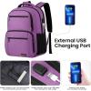 Backpack for Girls Women, School Backpack for Teen Boys, Lightweight Casual High School Bookbag, Daily-use Travel Laptop Backpack with USB Charging Port Fits 15.6 Inch Notebook(Purple)