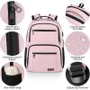 Backpack for Girls Women, School Backpack for Teen Boys, Lightweight Casual High School Bookbag, Daily-use Travel Laptop Backpack with USB Charging Port Fits 15.6 Inch Notebook(Pink)