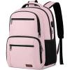 Backpack for Girls Women, School Backpack for Teen Boys, Lightweight Casual High School Bookbag, Daily-use Travel Laptop Backpack with USB Charging Port Fits 15.6 Inch Notebook(Pink)