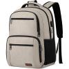 Backpack for Girls Women, School Backpack for Teen Boys, Lightweight Casual High School Bookbag, Daily-use Travel Laptop Backpack with USB Charging Port Fits 15.6 Inch Notebook(Beige)