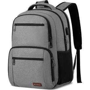 Backpack for Girls Women, School Backpack for Teen Boys, Lightweight Casual High School Bookbag, Daily-use Travel Laptop Backpack with USB Charging Port Fits 15.6 Inch Notebook(Grey)