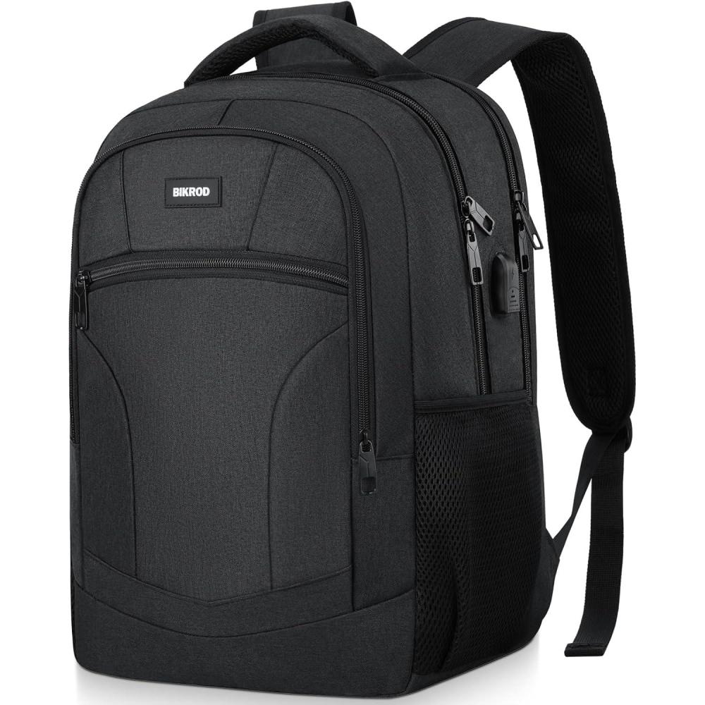 imageBackpack for Men and Women Backpacks for School Teen Boys Colleges Water Resistant Back Pack with USB Charging Port Sturdy Computer Bag Gifts Fits 156 Inch Laptop BlackBlack