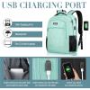 Backpack for Men and Women, Backpacks for School Teen Boys, Colleges Water Resistant Back Pack with USB Charging Port, Sturdy Computer Bag Gifts Fits 15.6 Inch Laptop, Black(Teal)