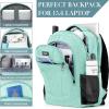 Backpack for Men and Women, Backpacks for School Teen Boys, Colleges Water Resistant Back Pack with USB Charging Port, Sturdy Computer Bag Gifts Fits 15.6 Inch Laptop, Black(Teal)