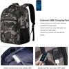 Backpack for Men and Women, Backpacks for School Teen Boys, Colleges Water Resistant Back Pack with USB Charging Port, Sturdy Computer Bag Gifts Fits 15.6 Inch Laptop, Black(Camouflage)