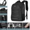 Backpack for Men and Women, School Backpack for Teen Boys, Sturdy Travel Laptop Backpack with USB Charging Port Fits 15.6 Inch Laptop, Water Resistant College Computer Bag Gift Adult Hiking, Black
