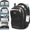 Backpack for Men and Women, School Backpack for Teen Boys, Sturdy Travel Laptop Backpack with USB Charging Port Fits 15.6 Inch Laptop, Water Resistant College Computer Bag Gift Adult Hiking, Black