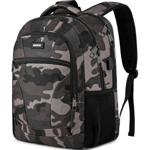 Backpack for Men and Women, Backpacks for School Teen Boys, Colleges Water Resistant Back Pack with USB Charging Port, Sturdy Computer Bag Gifts Fits 15.6 Inch Laptop, Black(Camouflage)