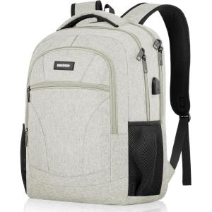 Backpack for Men and Women, Backpacks for School Teen Boys, Colleges Water Resistant Back Pack with USB Charging Port, Sturdy Computer Bag Gifts Fits 15.6 Inch Laptop, Black(Beige)