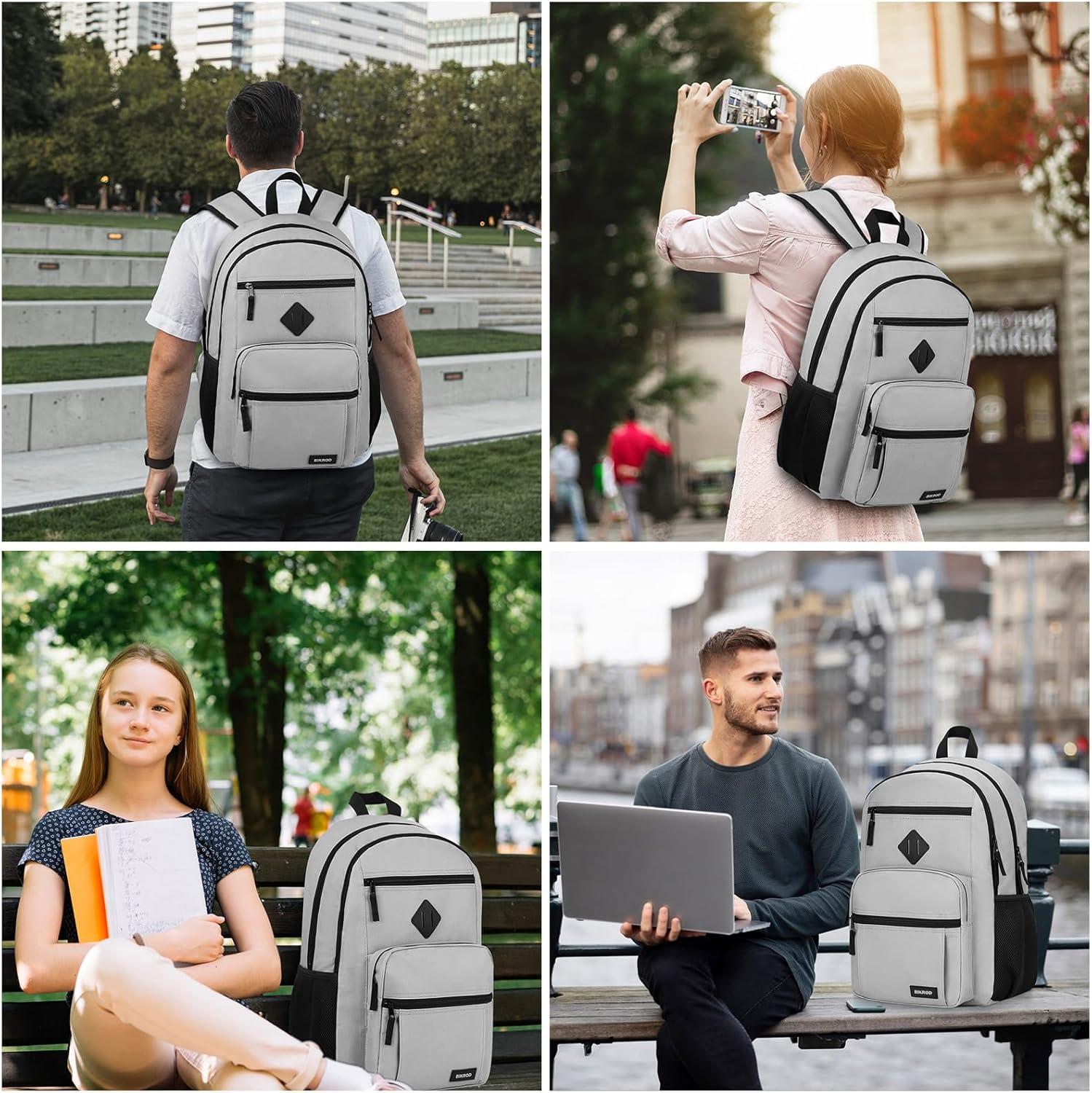 imageBIKROD Backpack for Boys Men School Backpack for Teens Girls Lightweight Casual High School Bookbag Dailyuse Travel Laptop Backpack Fits 156 Inch NotebookGrey